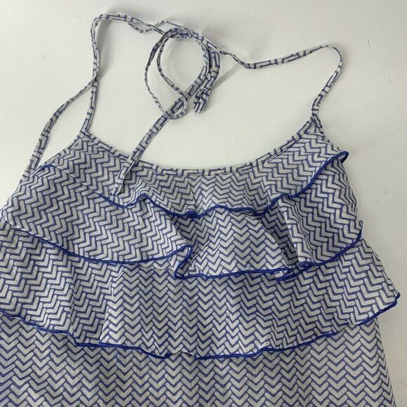 GAP Blue Layered Ruffle Halter Top Tank Blue Small - Picture 3 of 4